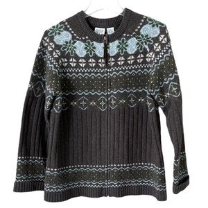 Field Gear Shetland Wool zip up cardigan size small long sleeves, dry clean